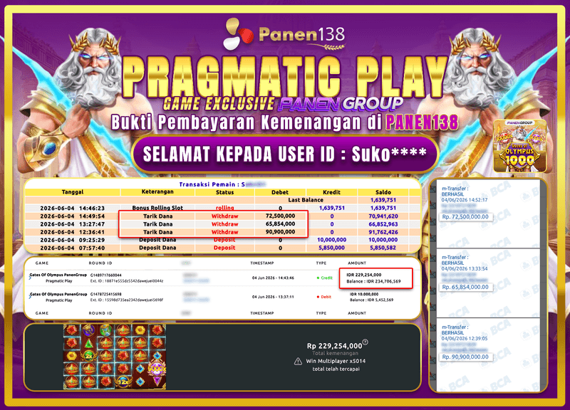 JEPE! GATES OF OLYMPUS BAYAR 229 JUTA DI PANEN138!